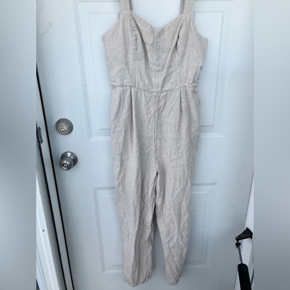Linen blend romper jumpsuit natural medium - Picture 2 of 4